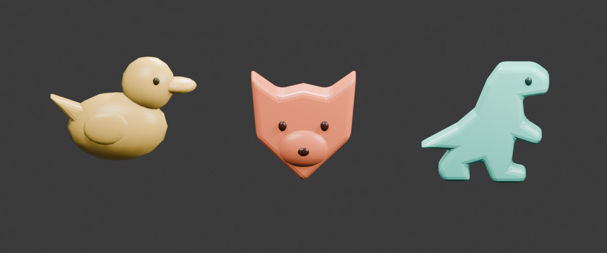 Duck, fox and dinosaur bead models